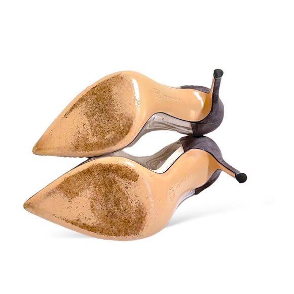 Gianvito Rossi Silver/Grey Leather, Suede and PVC Plexi Pumps |Size 37| - Picture 11 of 13